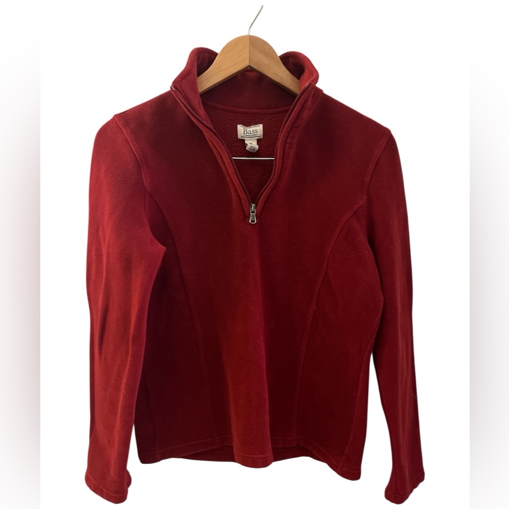 Bass Size Medium Burgandy Micro Fleece Quarter Zip Pullover Women's